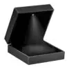 Black LED Earring & Pendant Display Box | Custom Branding Custom black LED earring and pendant display box with integrated lighting, velvet insert, and brand logo