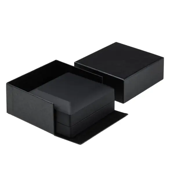 Black LED Earring & Pendant Display Box | Custom Branding Custom black LED earring and pendant display box with integrated lighting, velvet insert, and brand logo