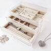 Custom clear acrylic multi-drawer jewelry organizer travel case with velvet lining and laser-engraved brand logo