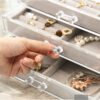 Custom clear acrylic multi-drawer jewelry organizer travel case with velvet lining and laser-engraved brand logo