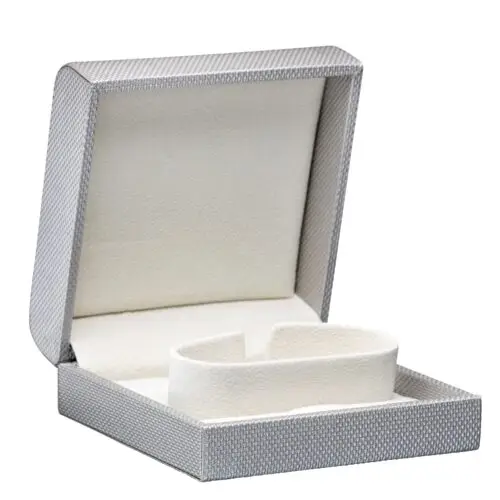 Contemporary weave-textured rigid bangle box with custom branding for jewelry retailers and wholesalers
