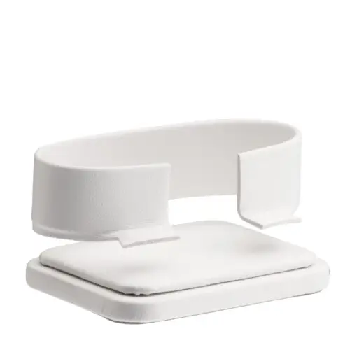 Leatherette horizontal bangle display stand with custom logo and color options for jewelry retail packaging