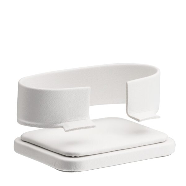Leatherette horizontal bangle display stand with custom logo and color options for jewelry retail packaging