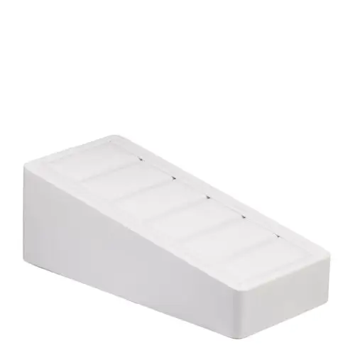 Leatherette 5-slot bangle display stand with cushioned inserts for jewelry retail packaging and brand presentation