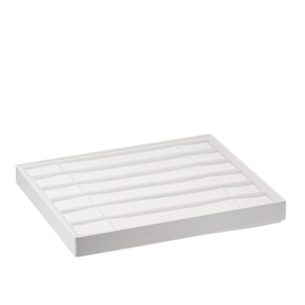 Leatherette 6-slot stackable bracelet tray with custom logo branding, lightweight jewelry organizer for retail packaging