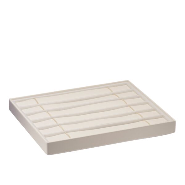 Leatherette 6-slot stackable bracelet tray with custom logo branding, lightweight jewelry organizer for retail packaging