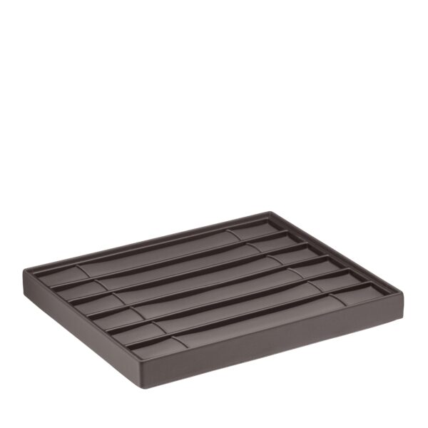 Leatherette 6-slot stackable bracelet tray with custom logo branding, lightweight jewelry organizer for retail packaging