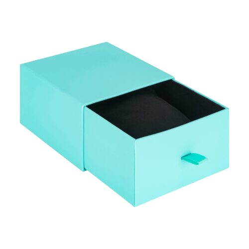Custom cardboard drawer pillow boxes with logo branding and interior insert—sleek jewelry packaging for brands