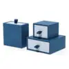 Custom cardboard drawer jewelry set box with embossed logo, velvet insert, and premium finish
