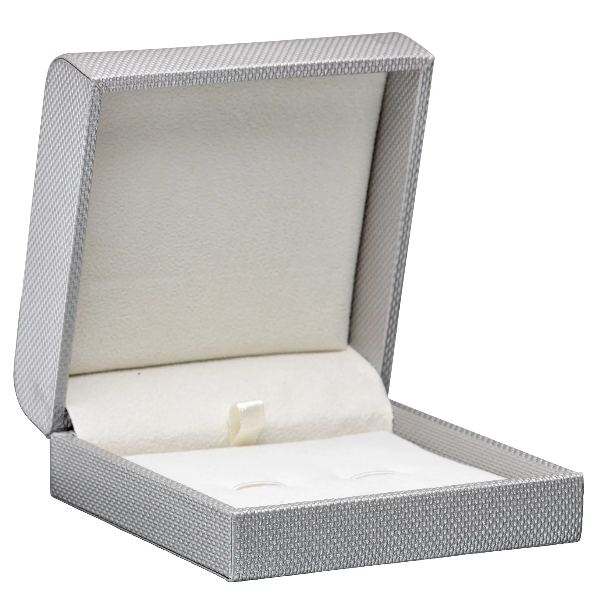 Premium custom weave texture rigid cufflink box with contemporary design, fully customizable logo branding and interior inserts for jewelry retail packaging