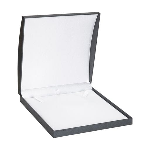 Premium dome necklace box with custom logo branding and luxury jewelry packaging design