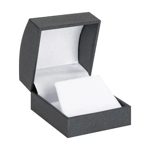 Custom domed earring box with personalized jewelry branding and logo printing options