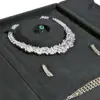 Custom Italianate double-door velvet jewelry box with foil-stamped branding and customizable foam insert