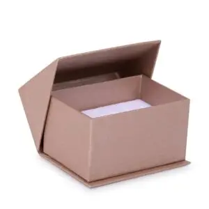 Silk-Brushed Premium Paper Double Ring Box – Custom Jewelry Packaging