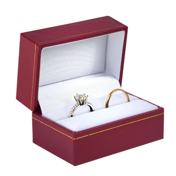 Luxury double ring box with vintage design, velvet interior, custom jewelry packaging