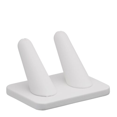 Leatherette double ring finger display stand with custom branding options
