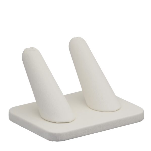Leatherette double ring finger display stand with custom branding options