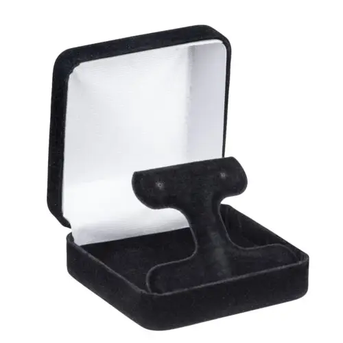 Velveteen T-style earring box with custom logo branding, premium interior display, and luxury packaging for jewelry brands