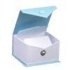 Custom ribbed paper snap earring box with embossed logo and foam insert for jewelry protection and premium unboxing