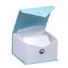 Custom ribbed paper snap earring box with embossed logo and foam insert for jewelry protection and premium unboxing