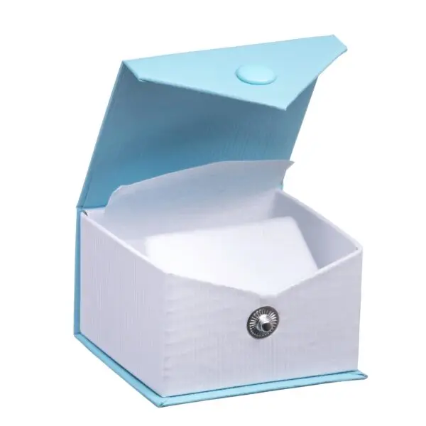 Custom ribbed paper snap earring box with embossed logo and foam insert for jewelry protection and premium unboxing