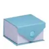 Custom ribbed paper snap earring box with embossed logo and foam insert for jewelry protection and premium unboxing
