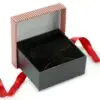 Striped Bow T-Bar Earring & Pendant Display Box - Custom Rigid Packaging Premium striped rigid earring box with bow T-bar display insert and custom branding options for jewelry retailers