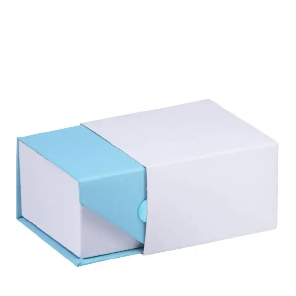 Custom ribbed paper snap earring box with embossed logo and foam insert for jewelry protection and premium unboxing