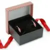 Striped Bow T-Bar Earring & Pendant Display Box - Custom Rigid Packaging Premium striped rigid earring box with bow T-bar display insert and custom branding options for jewelry retailers