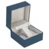 Soft-Touch Large Hoop Earring Box with Protective Sleeve – Custom Print Soft-touch hoop earring box with protective sleeve in black, showing interior foam display insert and branding