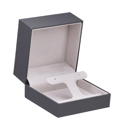 Soft-touch premium earring box with T-style insert and matching protective sleeve for jewelry brands