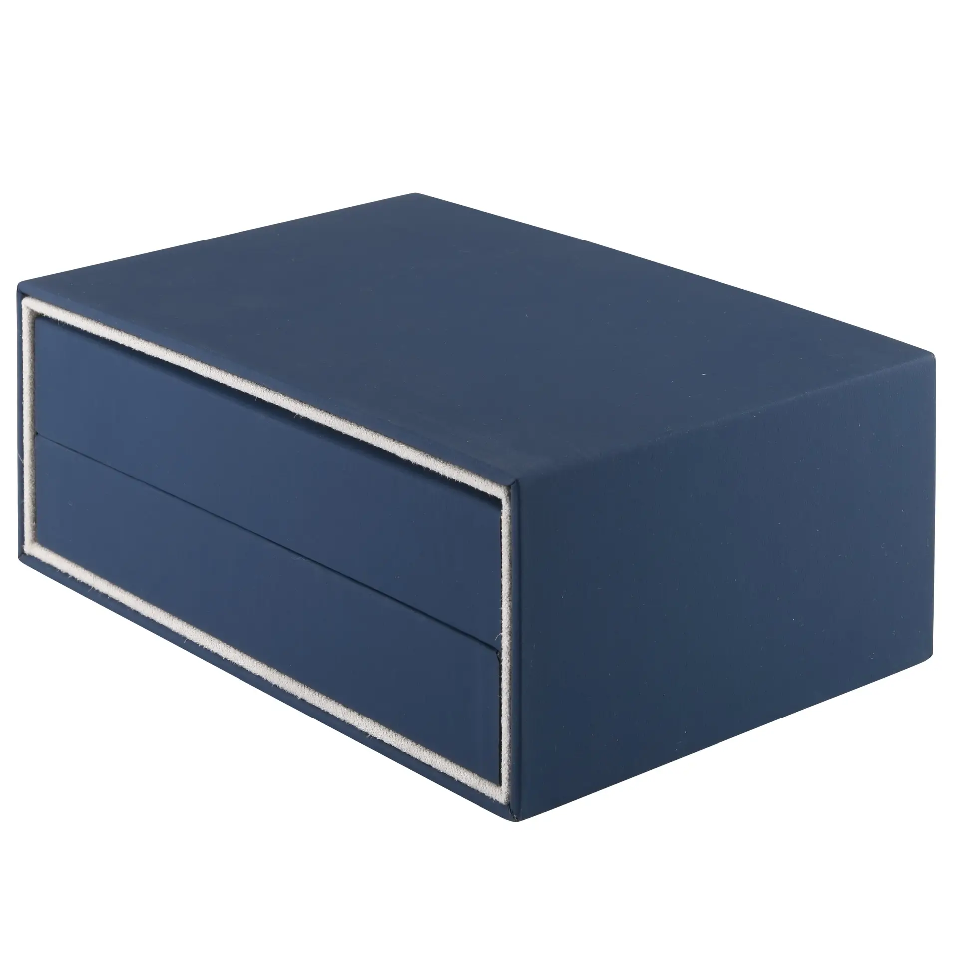 Soft touch long T-style earring box with protective removable sleeve, custom branded jewelry packaging