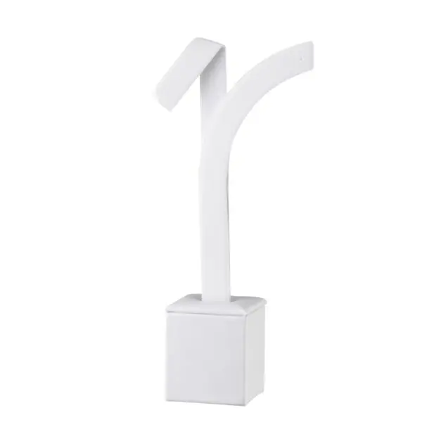 Custom leatherette earring display stand with organized hooks for retail jewelry presentation