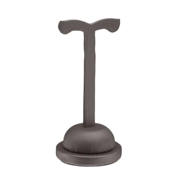 Leatherette T-shaped earring display stand with curved design for jewelry retail and brand packaging