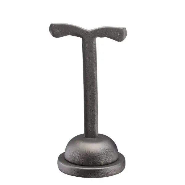 Leatherette T-shaped earring display stand with curved design for jewelry retail and brand packaging