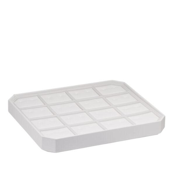 Leatherette Octagon Earring Display Tray - Custom 16-Slot Stackable Jewelry Organizer Custom leatherette octagon earring display tray with 16 slots, stackable design in natural beige color