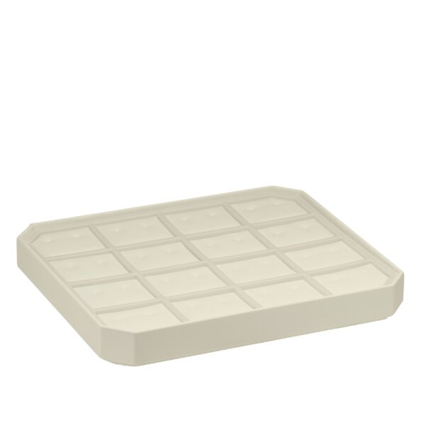 Leatherette Octagon Earring Display Tray - Custom 16-Slot Stackable Jewelry Organizer Custom leatherette octagon earring display tray with 16 slots, stackable design in natural beige color