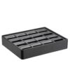 Leatherette stackable earring display trays with custom logo branding and 16-slot compartments for jewelry retail