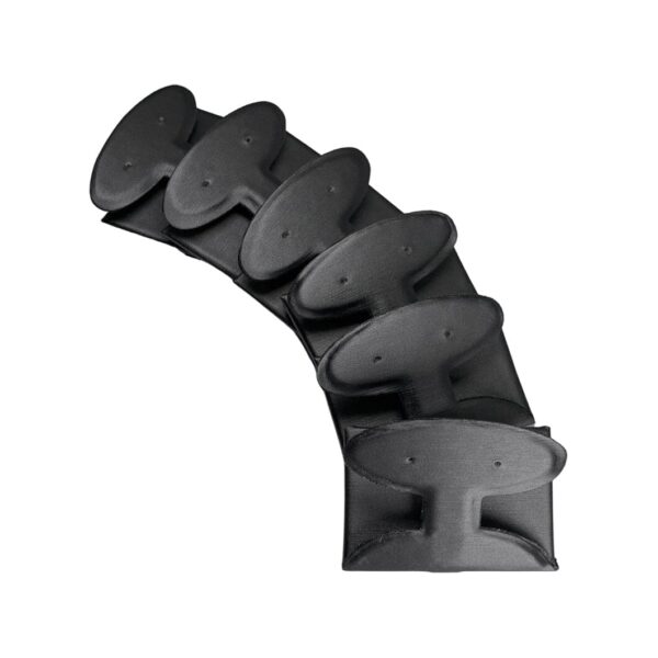 Stackable leatherette T-bar earring display tray pads with 25 posts in neutral color