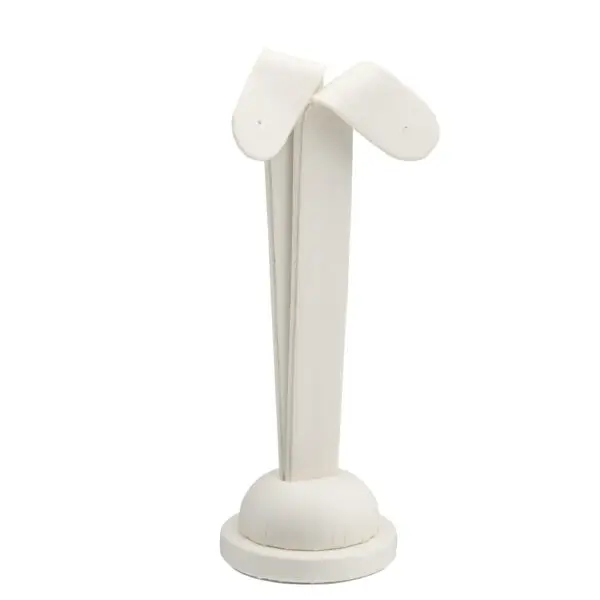 Tall leatherette foldover earring display tree with curved arms, ready for retail jewelry presentation