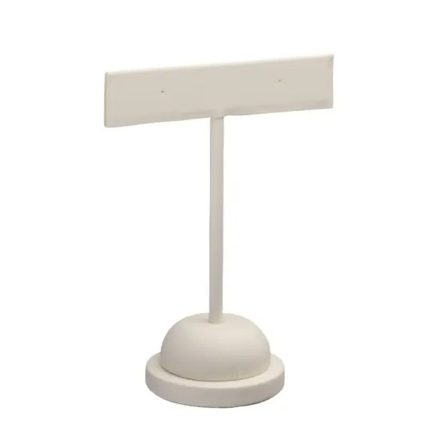 Premium leatherette T-style earring tree display stand with customizable logo branding for retail jewelry packaging