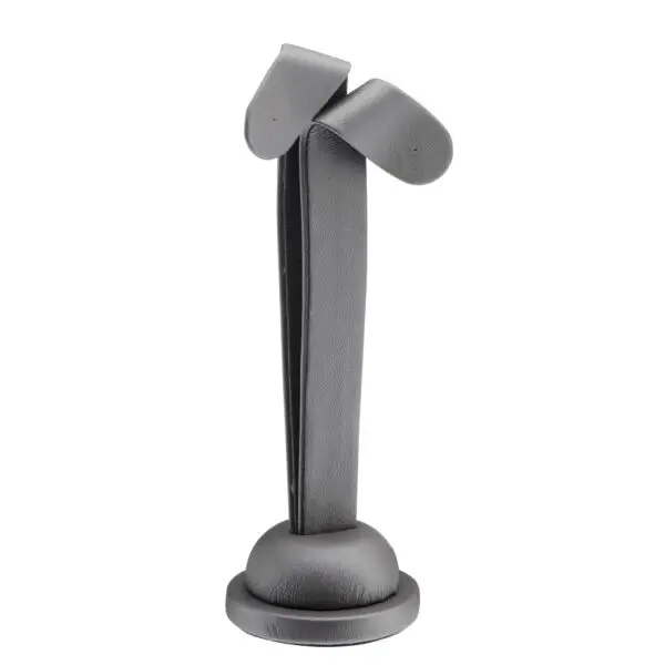 Tall leatherette foldover earring display tree with curved arms, ready for retail jewelry presentation