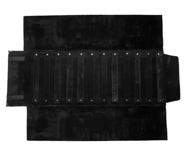Custom velvet earring roll organizer with 12 pads for jewelry packaging—customizable colors and branding