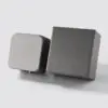Luxury grey leather custom engagement ring box with velvet insert, perfect for personalized branding