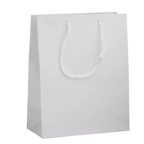 Custom glossy euro tote bag in cub size for jewelry retail and gifting packaging