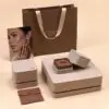 Premium faux leather two-piece jewelry box with customizable color, embossed logo, and luxury velvet interior insert.