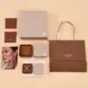 Premium faux leather two-piece jewelry box with customizable color, embossed logo, and luxury velvet interior insert.