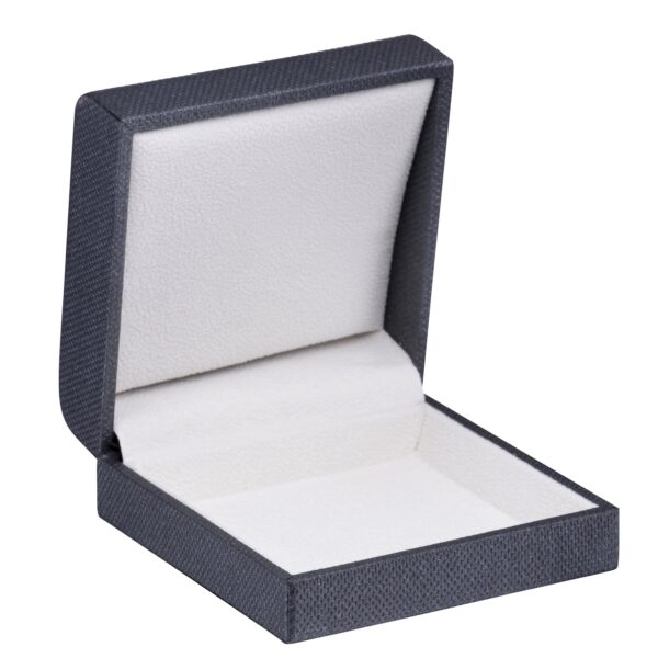 Weave Texture Flat Pad Jewelry Box – Custom Rigid Box, Contemporary Design Weave-textured flat rigid jewelry box with custom foam padding and contemporary design