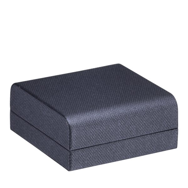 Weave Texture Flat Pad Jewelry Box – Custom Rigid Box, Contemporary Design Weave-textured flat rigid jewelry box with custom foam padding and contemporary design