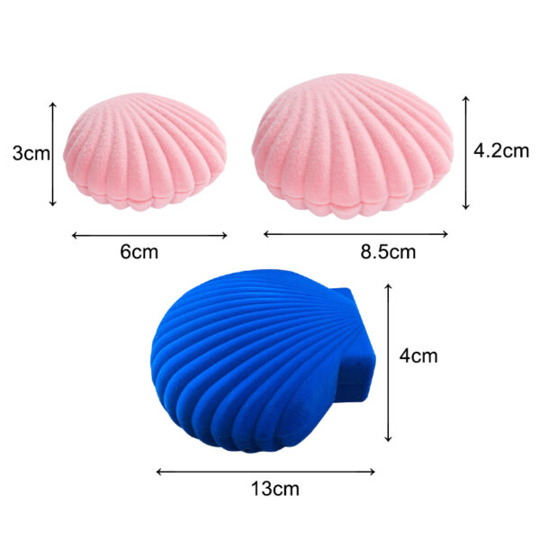 Flocked velvet crown-shaped mini jewelry box with seashell design detail, wholesale custom packaging